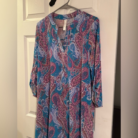 Dear Scarlett Dress with Blue and Pink Paisley Print - Picture 3 of 5